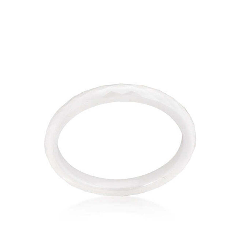 White Ceramic Band Ring - size 8